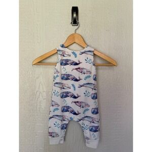 Cambree & Rose Baby Whale Print 9-12 mo Sleeveless Romper White Blue Purple